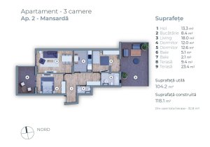 Regimentului 12 - Baneasa - Sisesti - apartament 3 camere terasa 35 mp