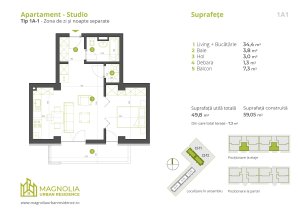 Magnolia Residence Bucurestii Noi - Straulesti - Sisesti - studio - 59 mpc